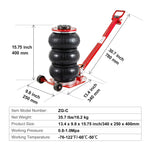 SucceBuy Pneumatic Jack 3 Ton/5 Ton Triple Bag Air Jack Quick Lift Heavy Duty Car Repair Jacks Folding Rod Jacks with Two Wheels