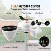 Load image into Gallery viewer, SucceBuy 7-in-1 Wi-Fi Weather Station 7.5 in Color Display + Solar Wireless Outdoor Sensor Alarm Alerts for Temperature Humidity
