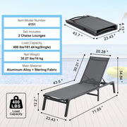 Bild in Galerie-Viewer laden, SucceBuy Chaise Lounge Chair Outdoor Aluminum Patio LoungeFolding Pool Lounge Recliner Full Flat for Patio Beach Pool Dark Grey

