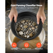 Load image into Gallery viewer, SucceBuy 19PCS Gold Panning Kit 10in and 14in Pans with Classifier Sieves Sand Magnet Rock Pick Scoops for Outdoor Gold Recovery - AMOCART
