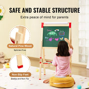 Bild in Galerie-Viewer laden, SucceBuy Children Magnetic Drawing Board Wooden Double-Sided Kid's Art Easel with Whiteboard Chalkboard for Girls Gifts Toys
