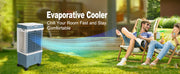 Charger l'image dans la visionneuse de galerie, SucceBuy Refroidisseur d'air par évaporation Oscillating Swamp Cooler avec 3 vitesses réglables et minuterie de 12 H Portable pour utilisation intérieure et extérieure
