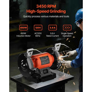 Load image into Gallery viewer, Amocart Bench Grinder 6inch Single Speed Bench Grinder High-Speed Table Grinders with Induction Motor 36/60-Grit Grinding Wheel
