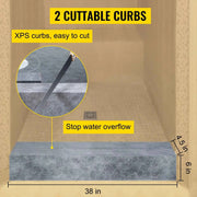 Load image into Gallery viewer, Amocart Waterproofing Shower Kit 38''x60'' Shower Kit Tray With Offset Drain PVC Or ABS 4" Stainless Steel Grate 2 Cuttable
