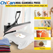 Load image into Gallery viewer, 【Upgraded】SucceBuy Heat Press  hine 15" x 15" /16" x 20" /16" x 24" Sublimation Printer Manual Clamshell Transfer on DIY T-shirt
