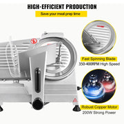Load image into Gallery viewer, SucceBuy Meat Slicer 8/10inch Carbon Steel Blade Electric Deli Food Slicer Adjustable Thickness Commercial Home Cut Meat Cheese
