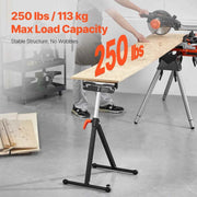 Load image into Gallery viewer, Amocart Roller Stand 250lbs/135lbs LBC Adjustable Height with 11.5in Polished Steel Roller Head Woodworking Extension Support
