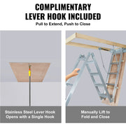 Load image into Gallery viewer, SucceBuy Attic Ladder Foldable 350pound  22.5" x 63" Multi-Purpose Aluminium Extension Light Fits 9.5'-12' Ceiling Heights
