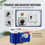 Amocart 11in Pottery Wheel Ceramic Forming Machine Adjustable 60-300RPM Speed Handle Foot Pedal Control ABS Detachable Basin