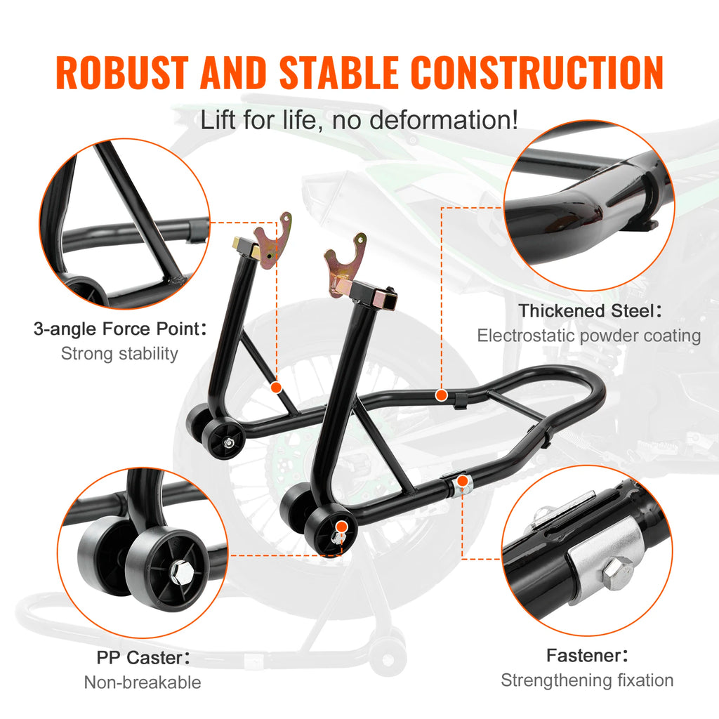 SucceBuy Motorcycle Stand Lift 850lbs Front Rear Combo Stand Lift Front and Rear Wheel Fork Stand Heavy Duty Rear Wheel Stand