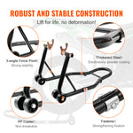 Amocart Motorcycle Stand Lift 850lbs Front Rear Combo Stand Lift Stand Front&Rear Wheel Fork Stand Heavy Duty Rear Wheel Stand