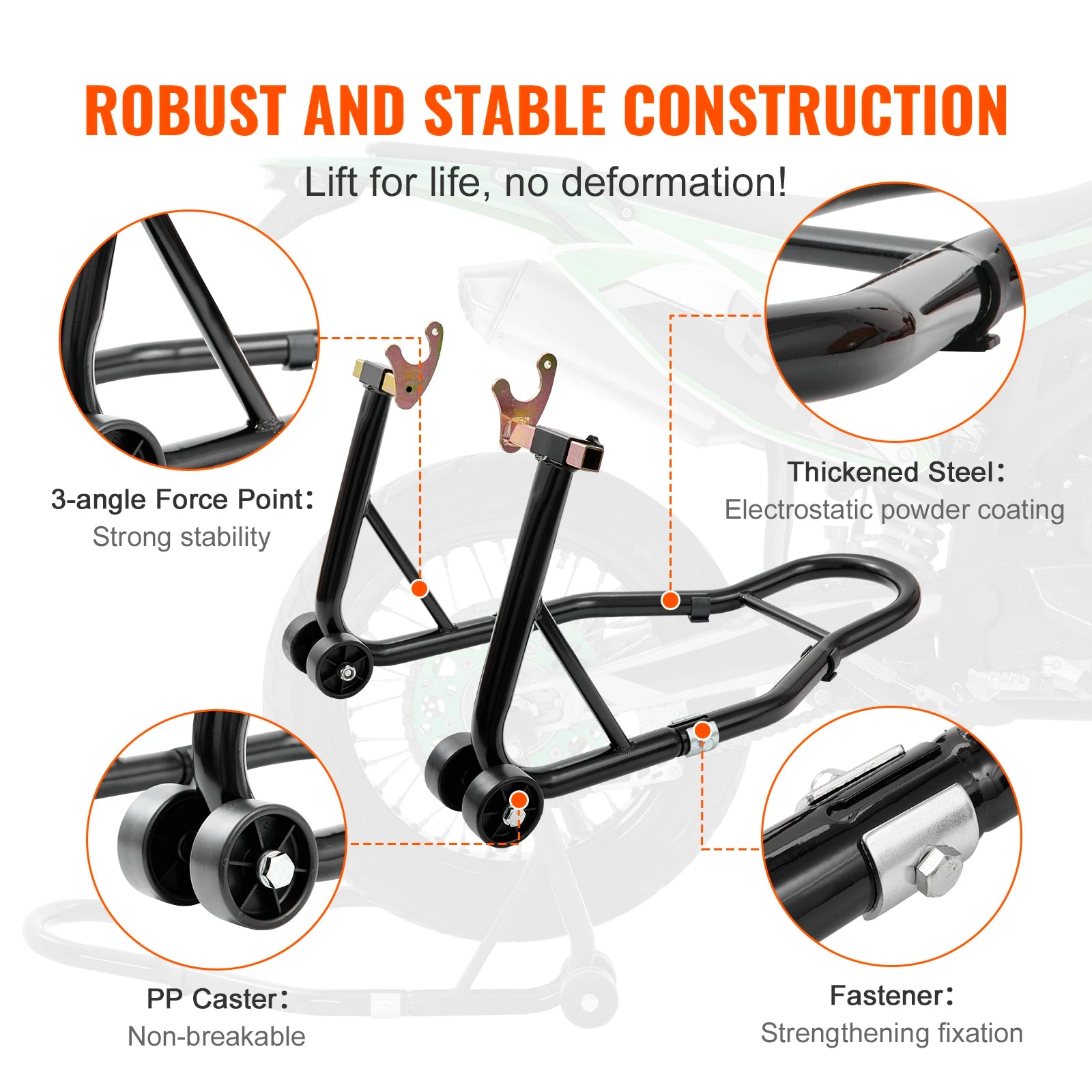 SucceBuy Motorcycle Stand Lift 850lbs Front Rear Combo Stand Lift Front and Rear Wheel Fork Stand Heavy Duty Rear Wheel Stand