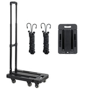Charger l'image dans la visionneuse de galerie, Amocart Folding Hand Truck 500 lbs Load Capacity Collapsible Luggage Cart with 6 Wheels 2 Elastic Ropes &amp; Expandable Base Black
