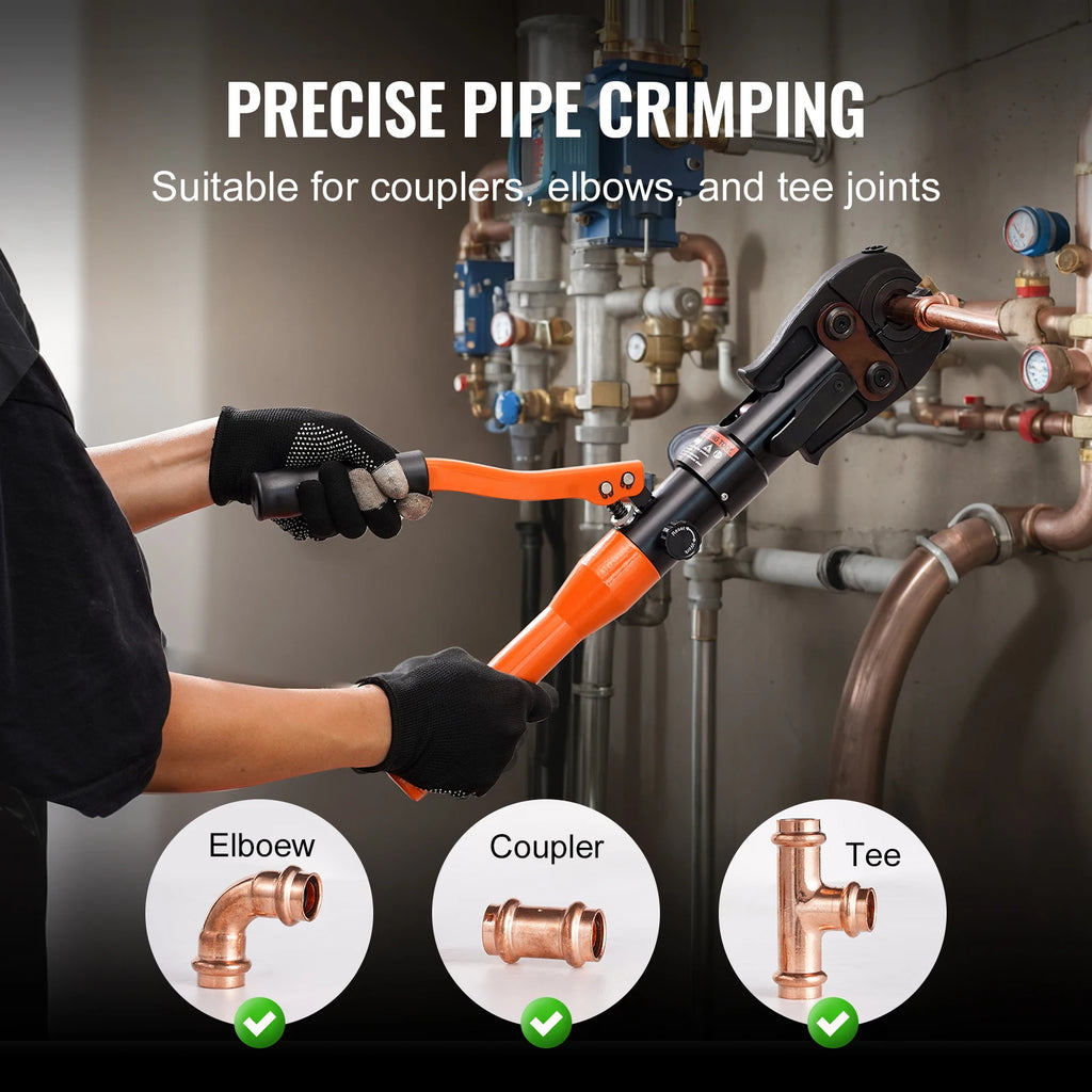 SucceBuy Copper Pipe Crimping Tool Hydraulic Driven Press Tool with 3/8" 1/2" 5/8" 1" Jaws for ASTM F1807 Pex Pipe Copper Ring