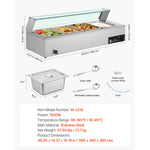Amocart Commercial Food Warmer Electric Stainless Steel Steam Food Warmer with Glass Cover Countertop Buffet Bain Marie w/ Soup