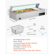 Bild in Galerie-Viewer laden, Amocart Commercial Food Warmer Electric Stainless Steel Steam Food Warmer with Glass Cover Countertop Buffet Bain Marie w/ Soup
