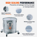 Amocart 10 Gal Fryer Grease Bucket Oil Disposal Caddy with Caster Base Carbon Steel Rust-Proof Coating Oil Transport Container