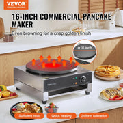 Load image into Gallery viewer, SucceBuy Electric Crepe Maker 16 Inch Commercial Crepe Machine Flat Plate Crepe Griddle Nonstick Circular Cereals Pancake Stove - AMOCART
