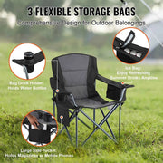 Bild in Galerie-Viewer laden, Amocart Camping Folding Chair for Adults Portable Quad Lumbar Back Padded Arm Chairs with Side Pockets for Beach, Lawn, Picnic
