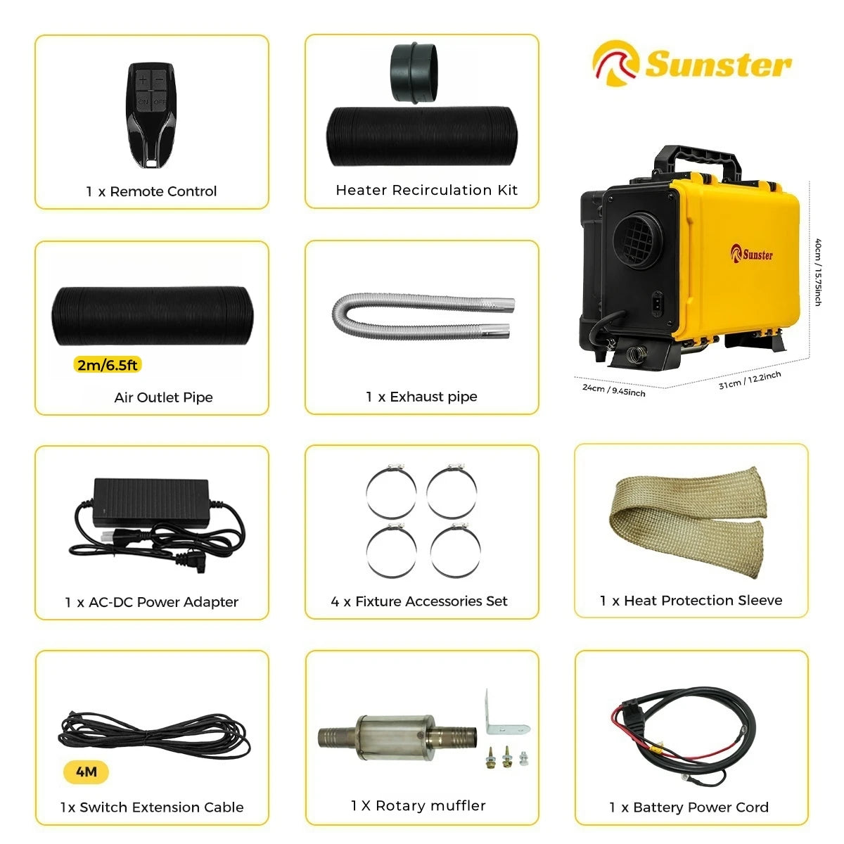 8KW 12V 220V Portable Diesel Air Heater With Bluetooth APP Auto Thermostat Car Parking Heater for RV Camper Tent Garage Home Amocart