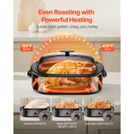 Amocart Electric Roaster Oven 24 QT Turkey Roaster Oven with Self-Basting Lid 1450W Roaster Oven Defrost&Warm Function black