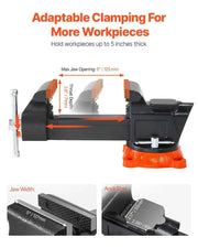 Load image into Gallery viewer, Amocart 5/5.5/8" Bench Vise with 360° Swivel Locking Base Vise with Anvil Jaw Width Multipurpose Vise for Clamping Round Pipe
