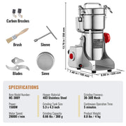 Bild in Galerie-Viewer laden, 【Premium】Amocart 150-2500g Electric Grain Mill Grinder Commercial Swing Spice Grinders for Dry Herbs Grains Spices Cereals Coff
