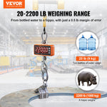 SucceBuy 1000kg Digital Crane Scale Industrial Hanging Scale with Remote Control Cast Aluminum Case &LED Screen for Construction