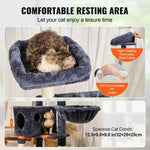 Amocart Cat Tree for Indoor Cats Cat Tower with Cat Condo Sisal Scratching Post HammockTop Perch Jumping Platforms Dark Grey