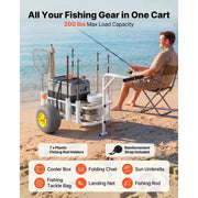 Load image into Gallery viewer, Amocart 200LBS Foldable Beach Fishing Cart with Carbon Steel Frame 13in PU Balloon Tires &amp; 7 Rod Holders for Outdoor Activities
