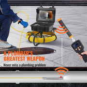 Load image into Gallery viewer, SucceBuy Sewer Camera with 512Hz Locator IP68 9" Pipeline Inspection Camera w/DVR Function w/12 Adjustable LED and 16 GB SD Card
