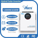 Anern 12KW 6.5KW 5KW High Frequency Hybrid Solar Inverter 160A 48V Solar Battery Charge Dual AC Output Pure Sine Wave Inverter
