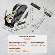 Load image into Gallery viewer, SucceBuy Hand Winch Heavy Duty Rope Crank with 33 ft Steel Wire Cable and Two-Way Ratchet for Trailer Boat or ATV Towing - AMOCART
