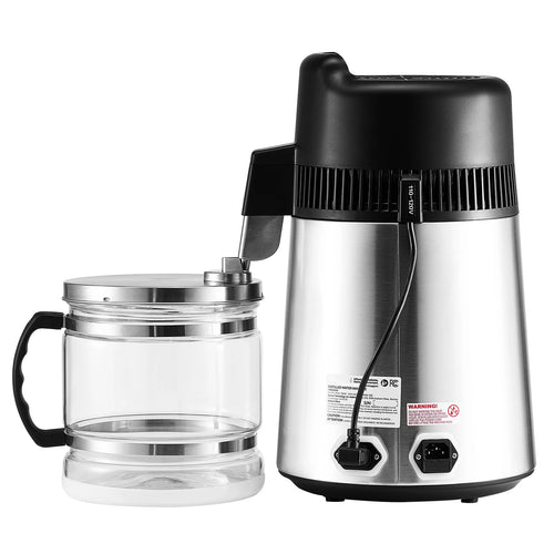 SucceBuy Water Distiller 6L 1.6 Gal Larger Pure Water Purifier Filter For Home Table Countertop Glass Pot Distilled Maker Sliver