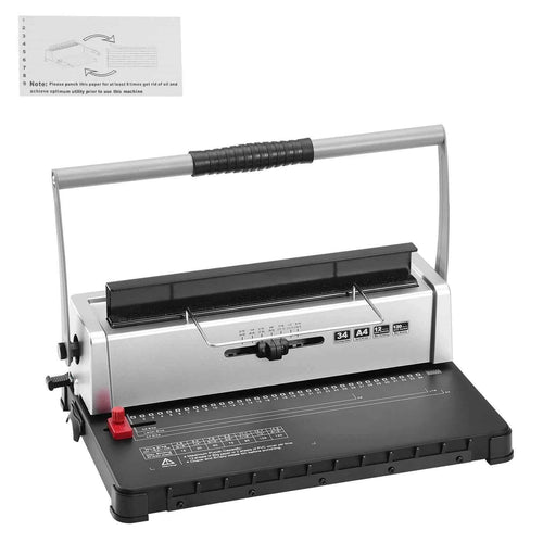 Amocart Coil Spiral Binding Machine Manual Book Maker 34-Holes Binding 120 Sheets Punch Binder w/ Adjustable Coil Binding Spine