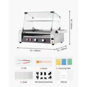 Load image into Gallery viewer, SucceBuy Hot Dog Roller 12/18/30 Hot Dog 5/7/11 Rollers Stainless Steel 750-1600W with Dual Temp Control Removable Shelf &amp; Tray
