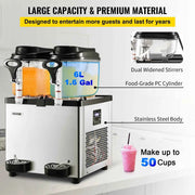 Bild in Galerie-Viewer laden, SucceBuy 2x6L Commercial Beverage Slush Machine Frozen Drink Juice Dispenser Ice-Cool Smoothie Maker Equipment for Restaurant
