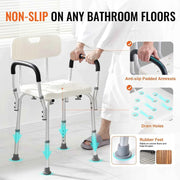 Load image into Gallery viewer, Amocart Shower Chair with Back Adjustable Height for Bathtub Non-slip Bathroom Bench Seat for Elderly Disabled 350 LBS Capacity
