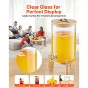 Load image into Gallery viewer, Amocart Beverage Dispenser Drink Dispensers for Parties Glass Juice Dispenser with Wood Stand Lemonade Juice Water Dispensers
