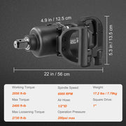 Load image into Gallery viewer, Amocart Air Impact Wrench Up to 2730 ft-lbs Reverse Torque Output 1" Pneumatic Impact Gun for Heavy Duty Repairs
