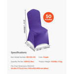 Amocart 50 Pcs Purple Chair Covers Polyester Spandex Chair Cover Stretch Slipcovers for Wedding Party Flat-Front Chair Covers