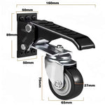 Amocart 165 lbs 2.5" Set of 4 Workbench Caster Wheels Side Mounted Retractable Stepdown Wheel 360° Swivel for Tables Equipment