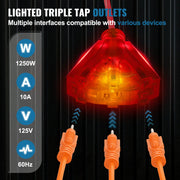 Load image into Gallery viewer, SucceBuy Retractable Extension Cord Reel 30FT Lighted Triple Tap Outlet 10 Amp Circuit Breaker 4.5FT Lead-in Cord Electrical Use - AMOCART
