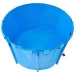 Amocart Canvas Fish Pond 448.8Gal Above Ground Fish Pond, Foldable PVC Koi Tank with Frame and Drain Valve for Aquaculture Blue