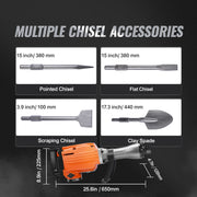 Load image into Gallery viewer, SucceBuy Demolition Jack Hammer 1500W/2200W/3500W Jack Hammer Concrete Breaker Heavy Duty Electric Jack Hammer 2/4pcs Chisel
