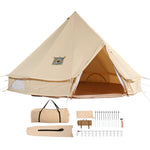 SucceBuy Canvas Bell Tent 4 Seasons 3/4/5/6/7m Yurt Tent Canvas Tent for Camping with Stove Breathable Tent Holds up to 8People