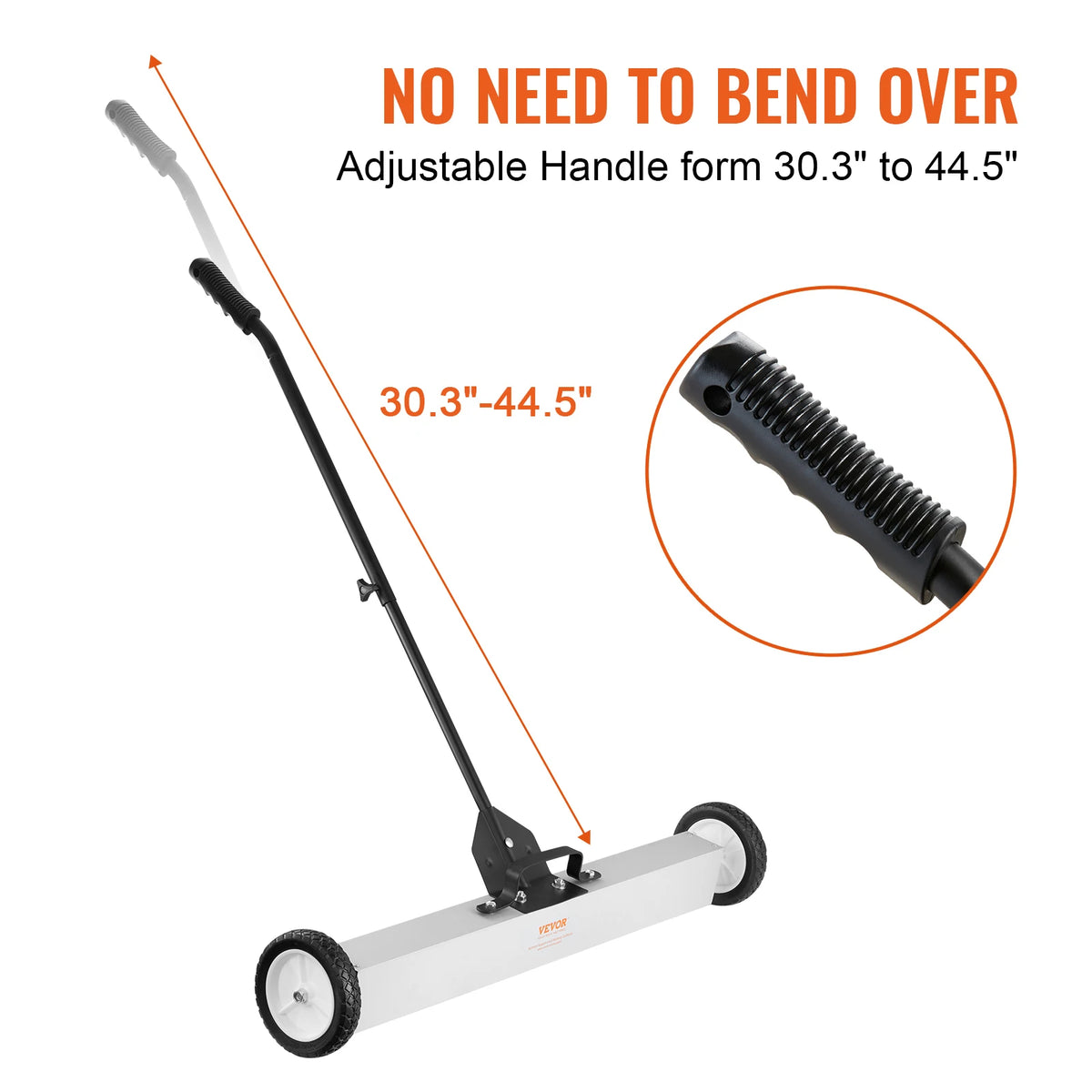 SucceBuy Rolling Magnetic Sweeper with Wheels Push-Type Magnetic Pick Up Sweeper Large Magnet Pickup Lawn Telescoping Sweeper Amocart
