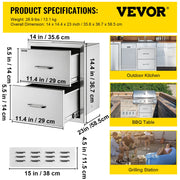 Load image into Gallery viewer, SucceBuy Stainless Steel Outdoor Kitchen Drawers W/ Handle Large Storage BBQ Island Great for Any Weather Condition
