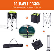Load image into Gallery viewer, Foldable Tennis Ball Cart Holds 150/180 Tennis Balls Basket Hopper with Wheels for Sports Teaching Baseball Trolley
