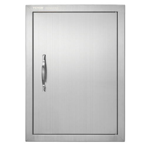SucceBuy BBQ Access Door Stainless Steel Flush Mount Door Wall Vertical Door w/ Recessed Handle Grilling Station Outside Cabinet